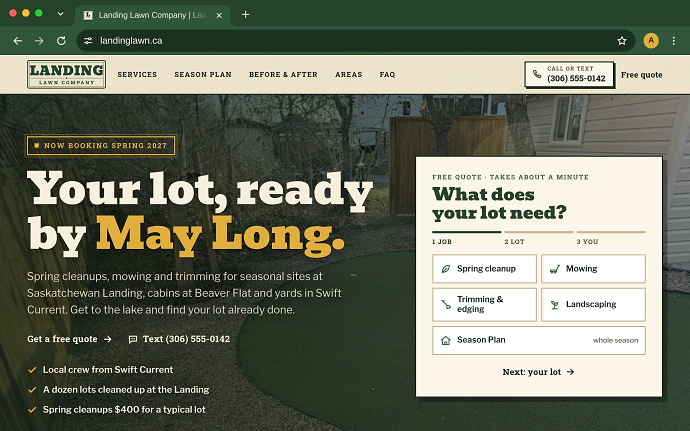 Landing Lawn Company homepage